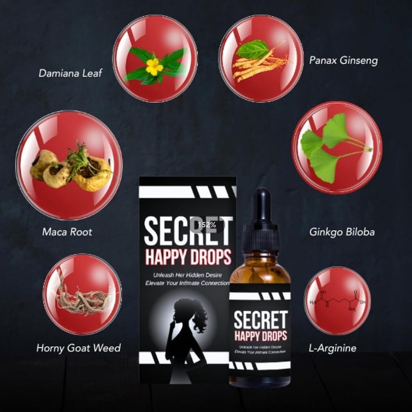 Secret Happy Drops – Natural Mood & Energy Support Drops for Relaxation and Intimate Wellness