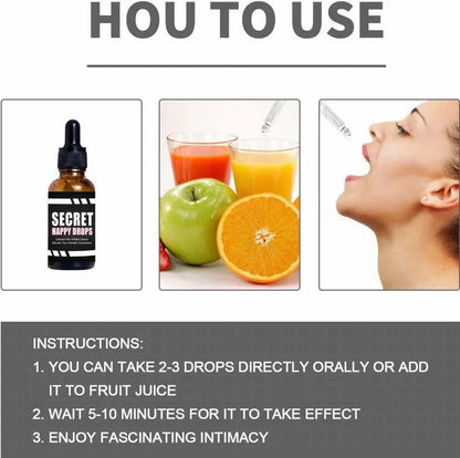 Secret Happy Drops – Natural Mood & Energy Support Drops for Relaxation and Intimate Wellness